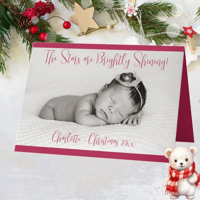 Photo Christmas Card with Baby Name Red (Photo Christmas Card with Baby Name Red)