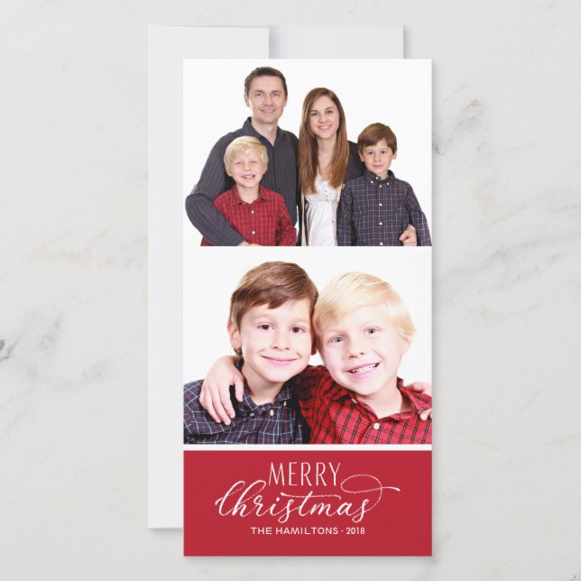 Photo Christmas Cards 2 Photos Chic Script (Front)