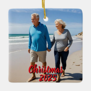 Photo Christmas Caribbean Red Personalise Ceramic Ornament