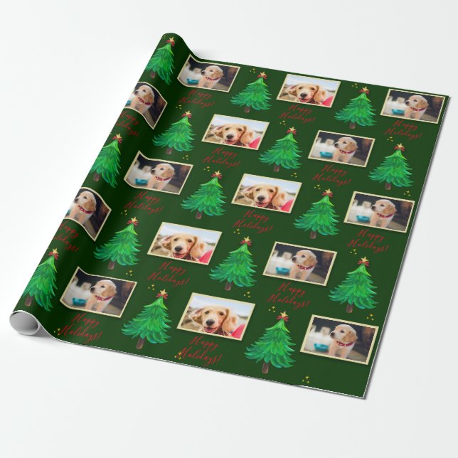 PHOTO christmas dog pet custom Wrapping Paper (Unrolled)