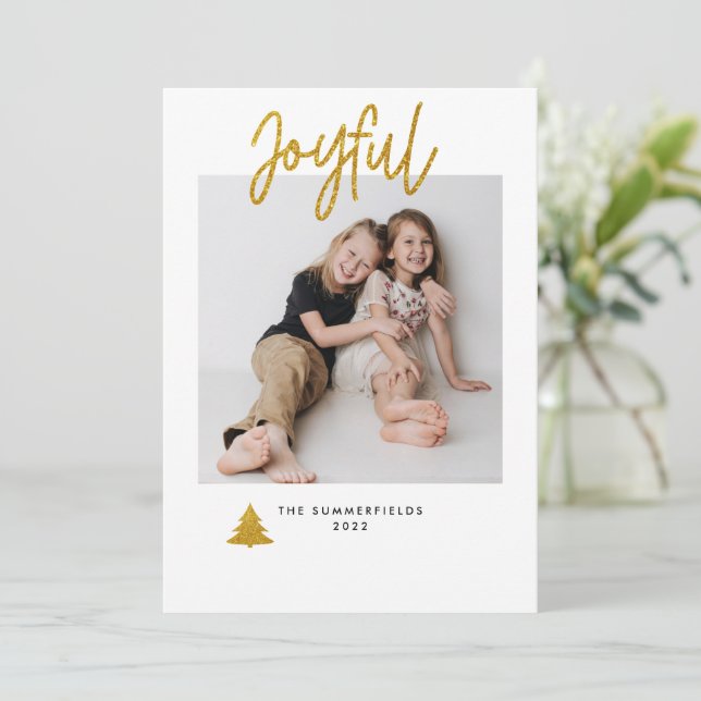 Photo Christmas Family Script Holiday Card (Standing Front)