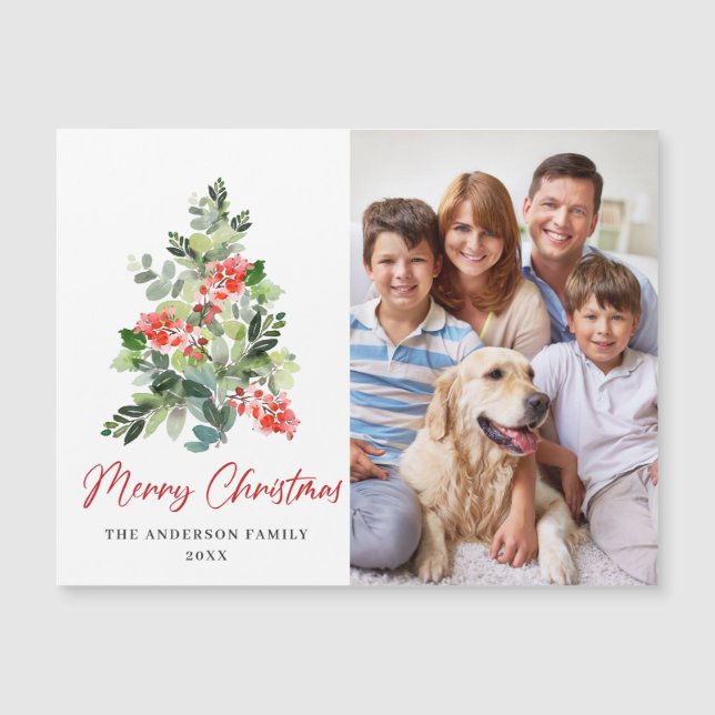 PHOTO Christmas Greeting Holiday Magnetic Card (Front)