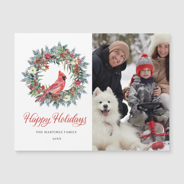 PHOTO Christmas Greeting Holiday Magnetic Card (Front)