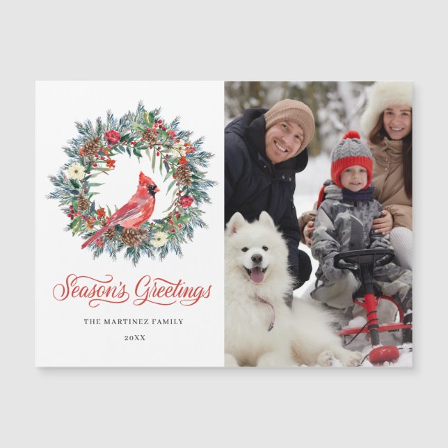PHOTO Christmas Greeting Holiday Magnetic Card (Front)