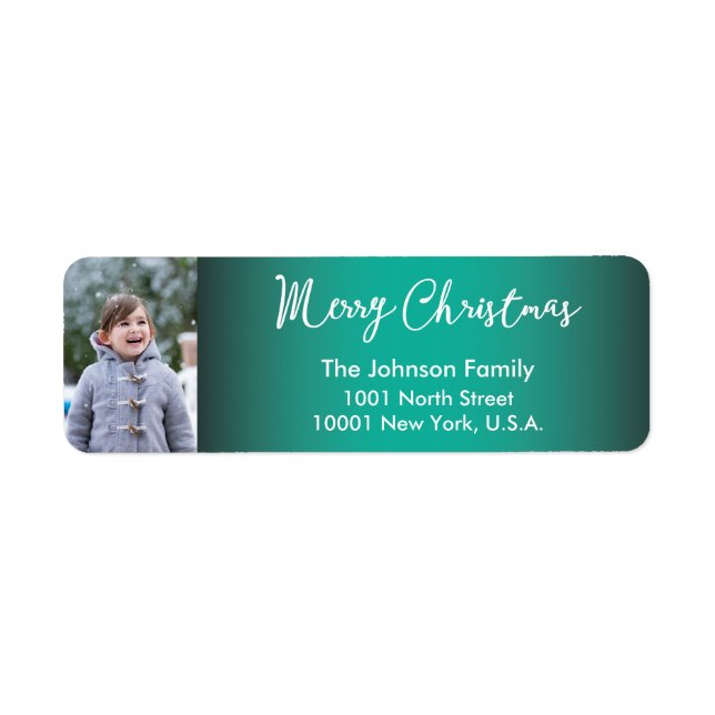 Photo Christmas Greetings Return Address Labels (Front)