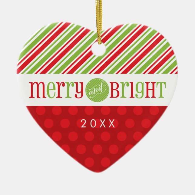 PHOTO CHRISTMAS HEART ORNAMENT :: merry & bright 3 (Front)