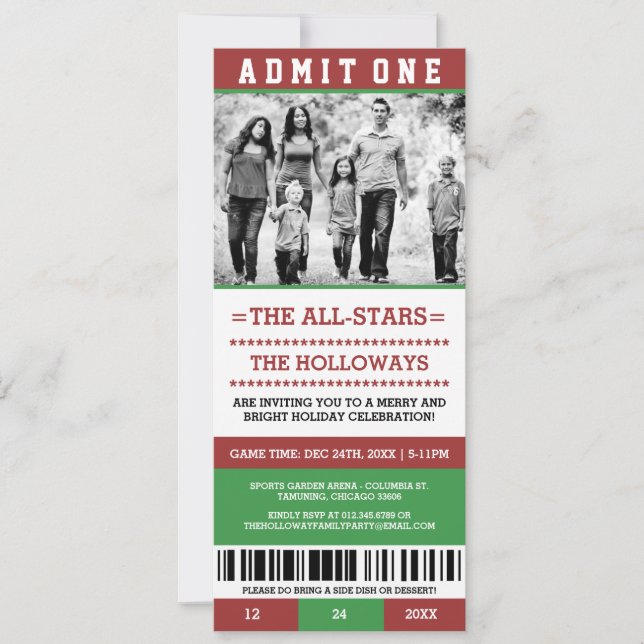 Photo Christmas Holiday Party Ticket Invitations (Front)