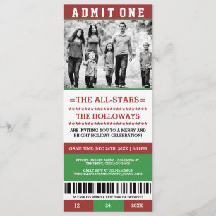 Photo Christmas Holiday Party Ticket Invitations