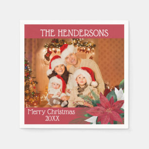 Photo Christmas Party Poinsettia Napkins
