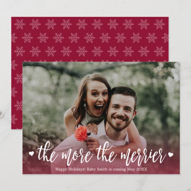Photo Christmas Pregnancy Announcement Cards (Front/Back)