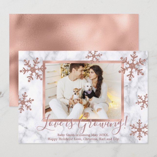 Photo Christmas Pregnancy Announcement Cards (Front/Back)