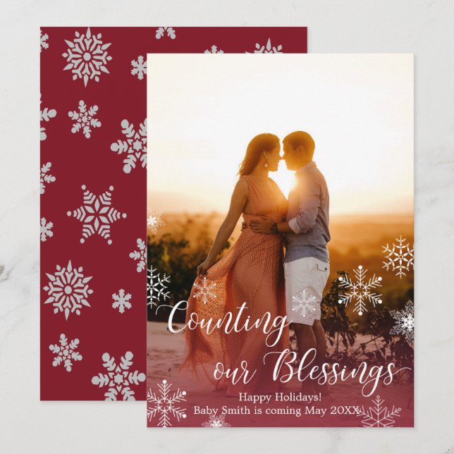 Photo Christmas Pregnancy Announcement Cards (Front/Back)