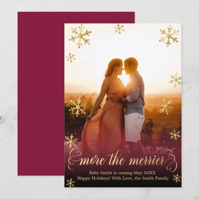 Photo Christmas Pregnancy Announcement Cards (Front/Back)