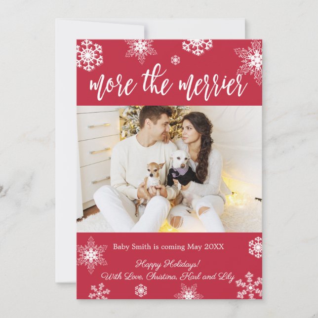 Photo Christmas Pregnancy Announcement Cards (Front)