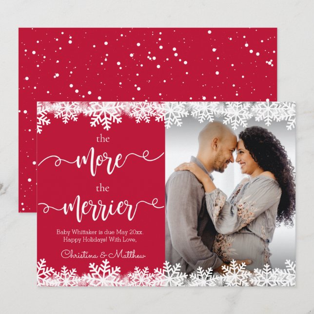 Photo Christmas Pregnancy Announcement Cards (Front/Back)