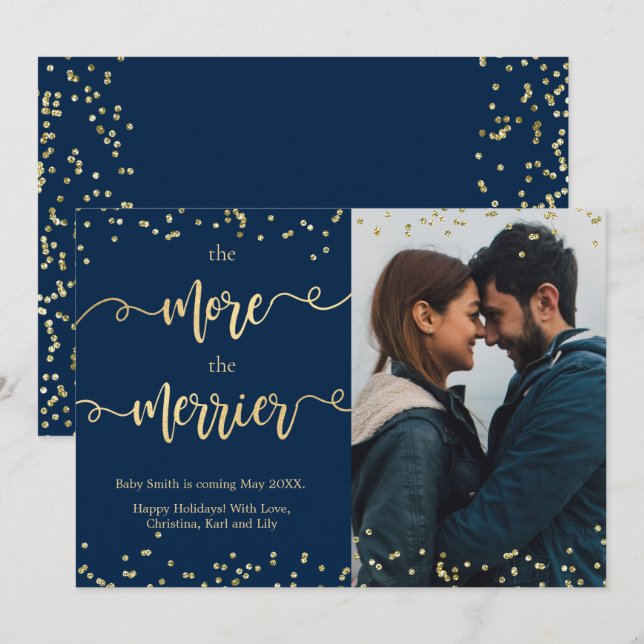 Photo Christmas Pregnancy Announcement Cards (Front/Back)