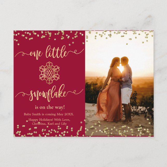 Photo Christmas Pregnancy Announcement Cards (Front)