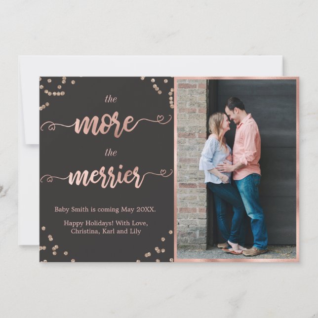 Photo Christmas Pregnancy Announcement Cards (Front)