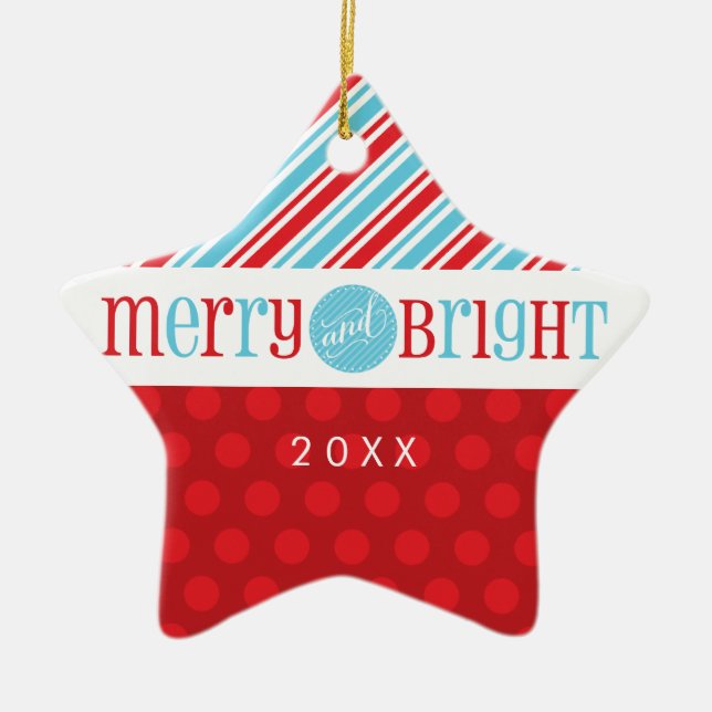 PHOTO CHRISTMAS STAR ORNAMENT :: merry & bright 1 (Front)