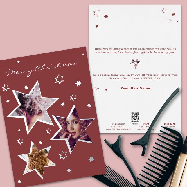 Photo Christmas Stars Foil Accents Holiday Card (Photo Christmas Stars Foil Accents Holiday Card)