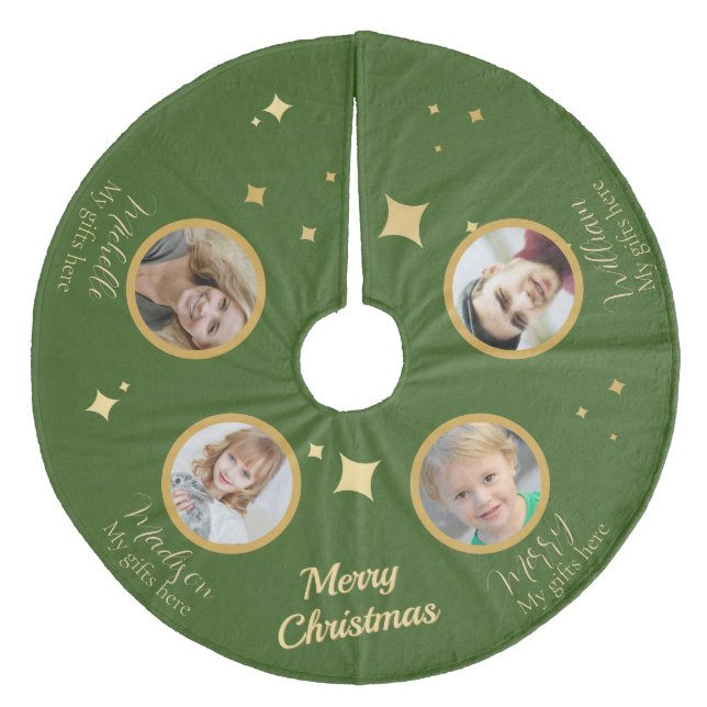 Photo Christmas Tree Skirt with Names & Gift Place (Front)