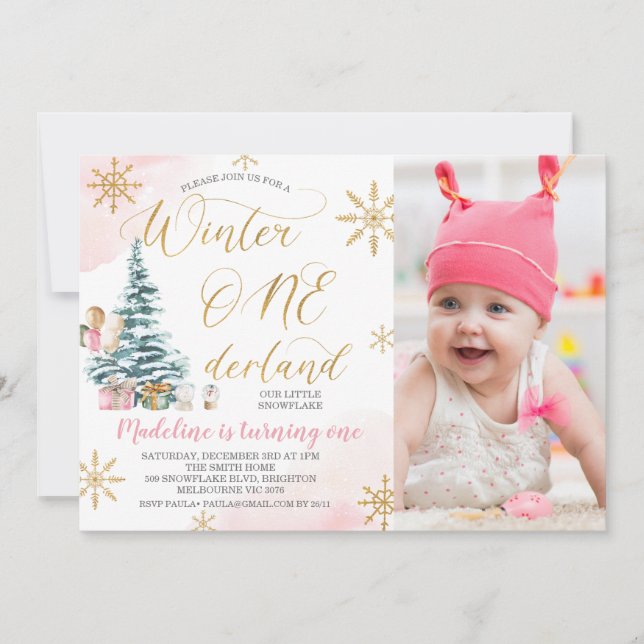 Photo Christmas Tree Winter Onederland Birthday Invitation (Front)