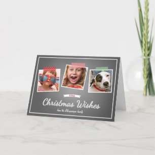 Photo Christmas Wishes Holiday Chalkboard Folded Card