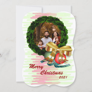 Photo Christmas Wreath 2021 Flat Greeting Card