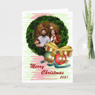 Photo Christmas Wreath 2021 Folded Card