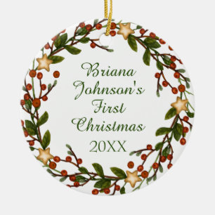 Photo Christmas Wreath Baby's First Christmas Cera Ceramic Tree Decoration