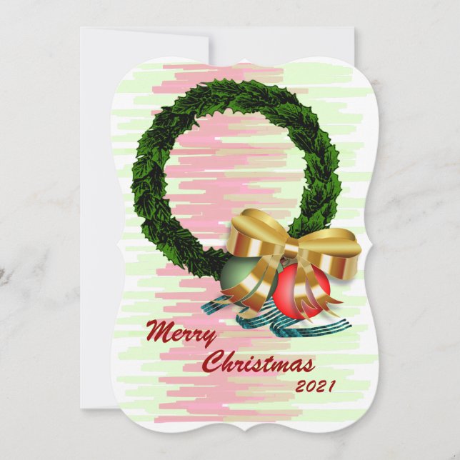 Photo Christmas Wreath Flat Greeting Card (Front)