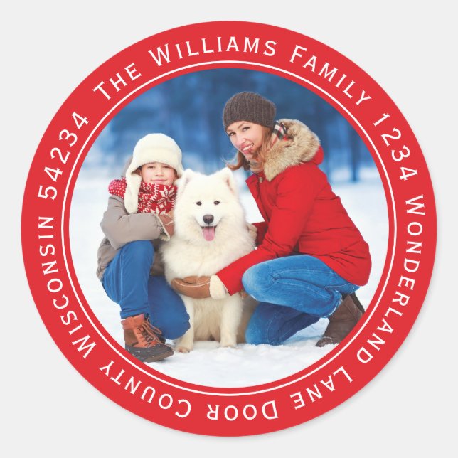 Photo Circle Return Address Label Classic Round (Front)