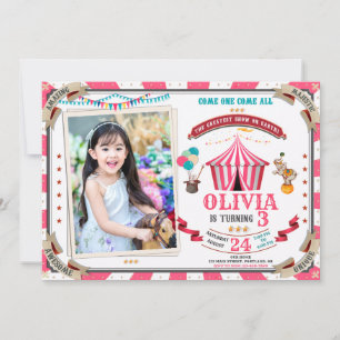 Photo Circus birthday invitation Vintage Festival