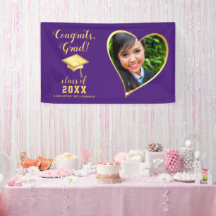 Photo Class 2025 Purple and Gold Graduation Banner