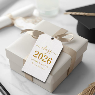 Photo Class of 2026 Gold Script Graduation  Gift Tags