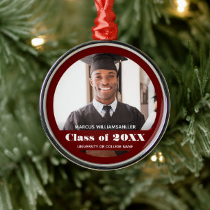 Photo Class Year Burgundy Graduation Metal Tree Decoration