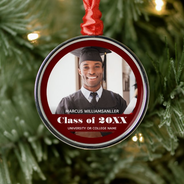 Photo Class Year Burgundy Graduation Metal Tree Decoration (Tree)