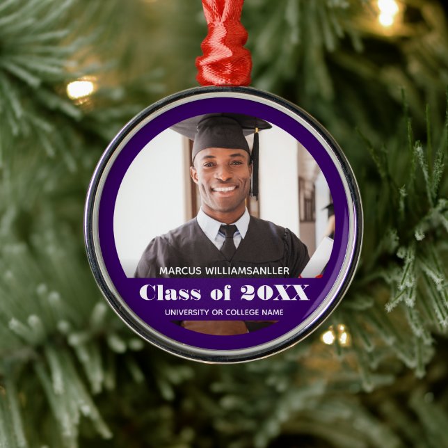 Photo Class Year Purple Graduation Metal Tree Decoration (Tree)