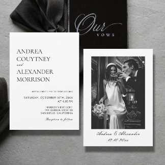 Photo Classic Black and White Wedding Invitation