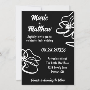 Photo Classic Gothic Black Floral Sketch Wedding Invitation