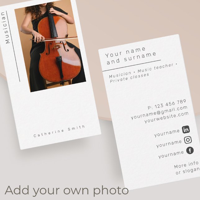 Photo classical music minimalist Business Card (Creator Uploaded)