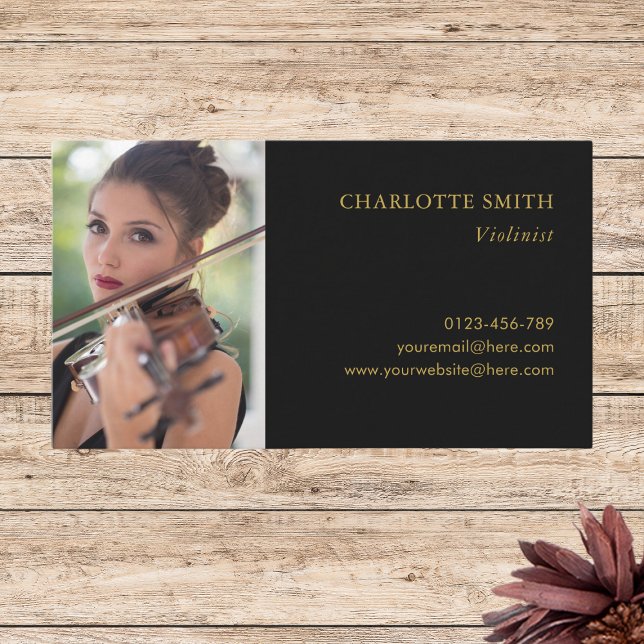 Photo Classical Musician Professional Black&Gold Business Card (Creator Uploaded)