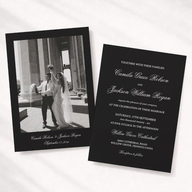 Photo Classy Black Wedding  Invitation (Creator Uploaded)