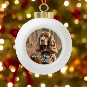 Photo Cocker Spaniel KEEPSAKE Personalize Ceramic Ball Christmas Ornament