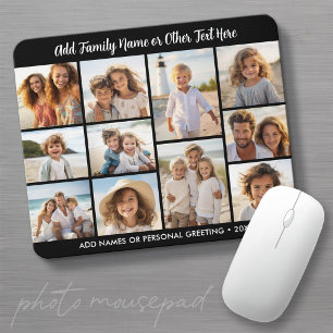 Photo Collage - 11 Pics and Text - Black Mouse Mat