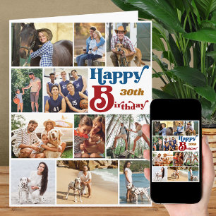 Photo Collage 12 Picture Any Age Large Birthday Card
