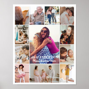 Photo Collage 12 Pictures 11x14 Custom White Poster