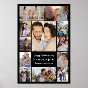 Photo Collage 12 Pictures 12x18 16x24 20x30 Black Poster