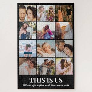 Photo Collage 12 Pictures 20x30 Wedding Couple Jigsaw Puzzle