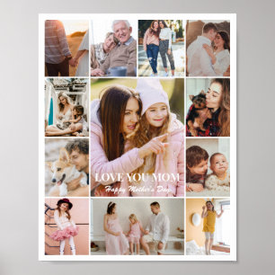 Photo Collage 12 Pictures 8x10 16x20 24x30 White Poster